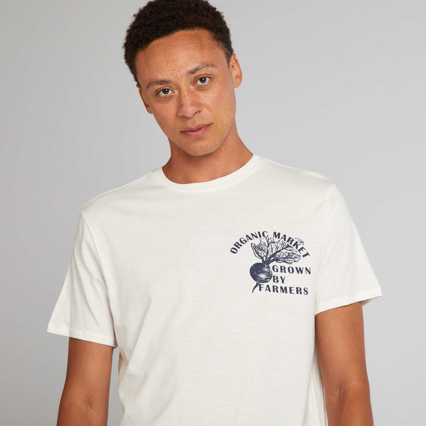 T-shirt en coton   coupe droite avec imprim  Blanc 'Farmers'