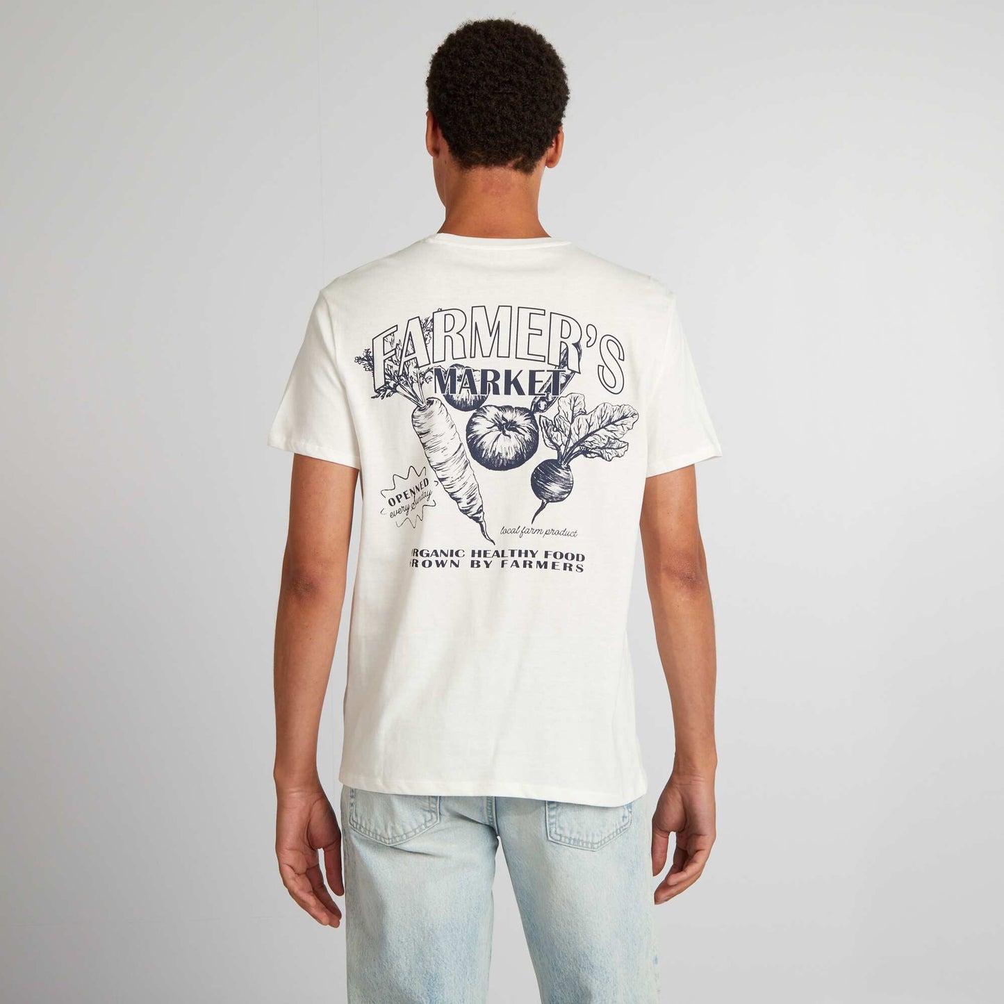 T-shirt en coton   coupe droite avec imprim  Blanc 'Farmers'