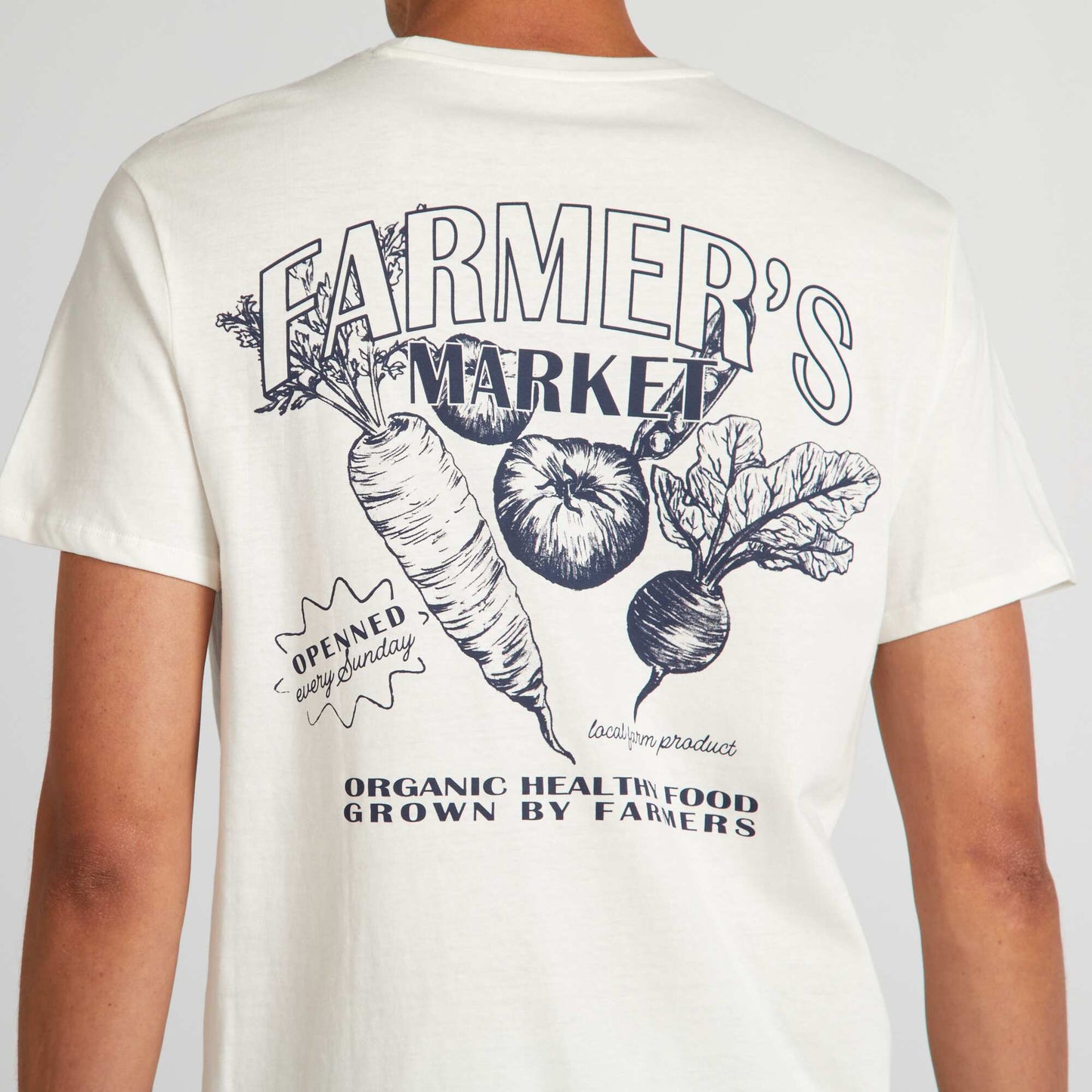 T-shirt en coton   coupe droite avec imprim  Blanc 'Farmers'