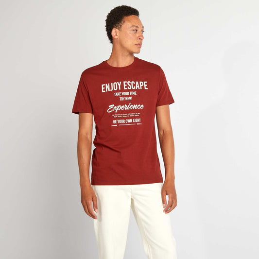 T-shirt en coton   coupe droite avec imprim  Rouge