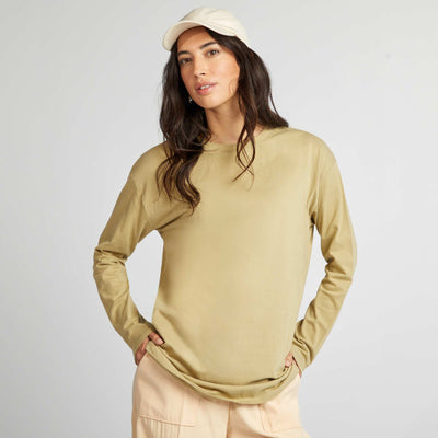 T-shirt manches longues forme loose Vert