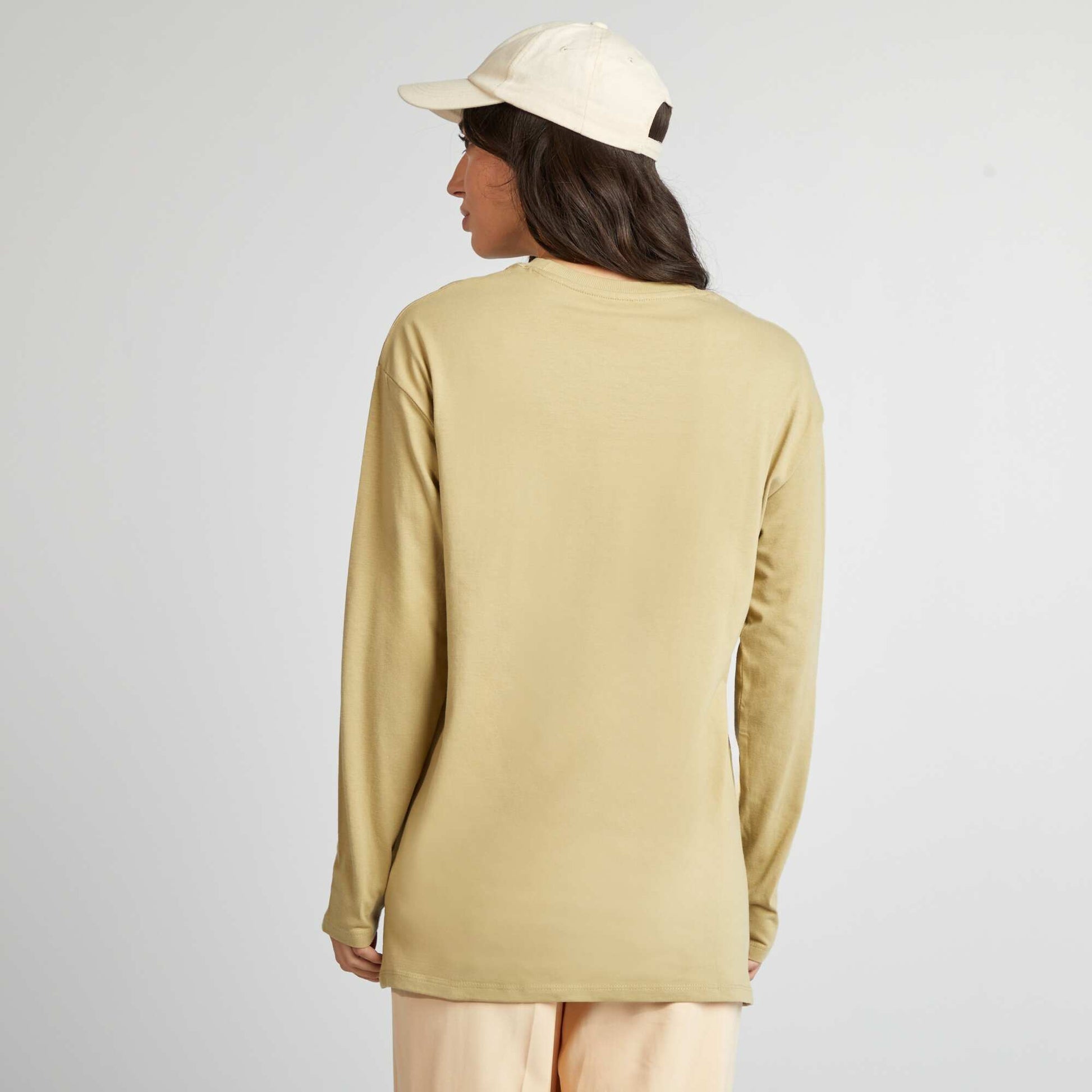 T-shirt manches longues forme loose Vert