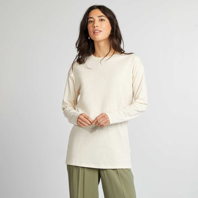 T-shirt manches longues forme loose Ecru