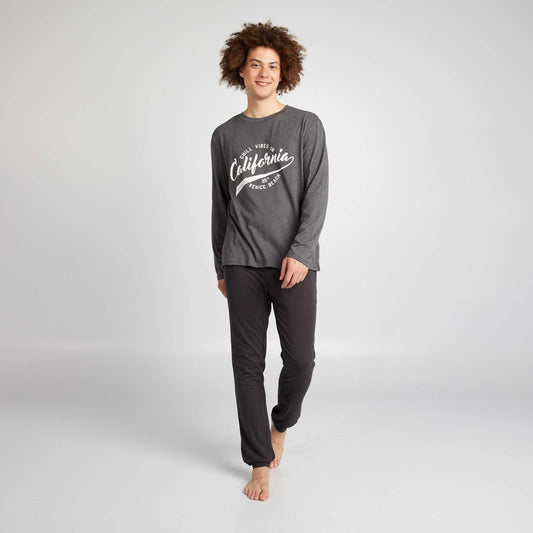 Ensemble pyjama long short + t-shirt - 2 pièces Gris