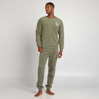 Pyjama t-shirt + pantalon en polaire - 2 pi ces Vert
