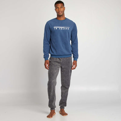 Pyjama t-shirt + pantalon en polaire - 2 pi ces Bleu/gris