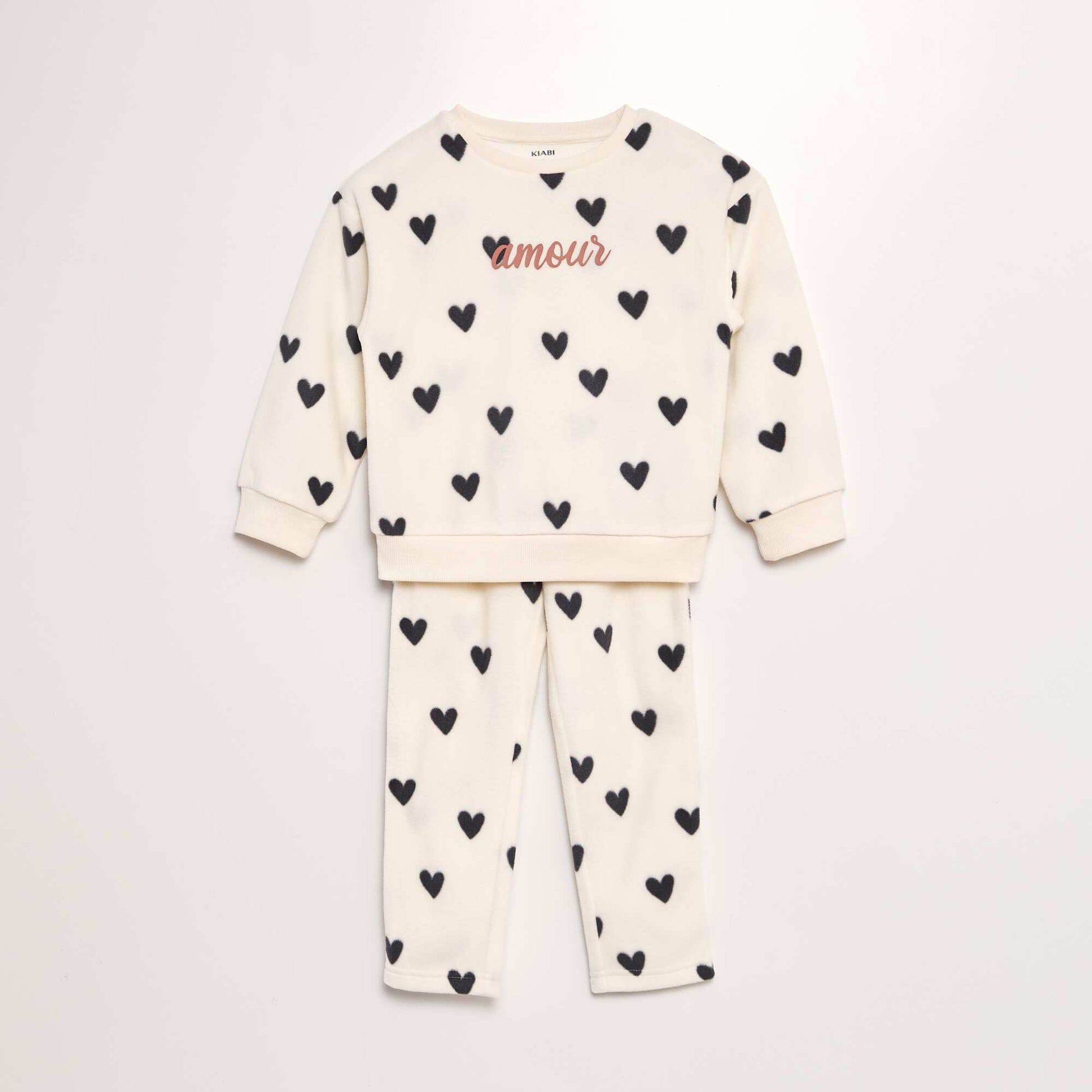 Ensemble pyjama en polaire imprim t-shirt + pantalon - 2 pi ces Blanc