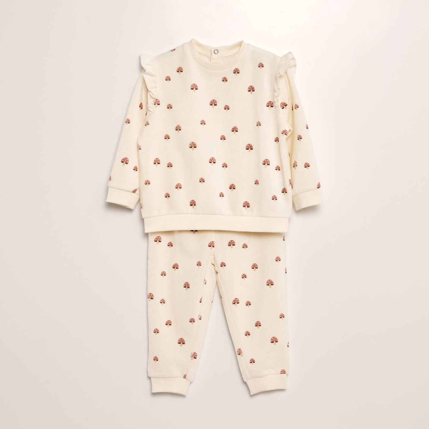 Ensemble pyjama long en velours - 2 pi ces Beige