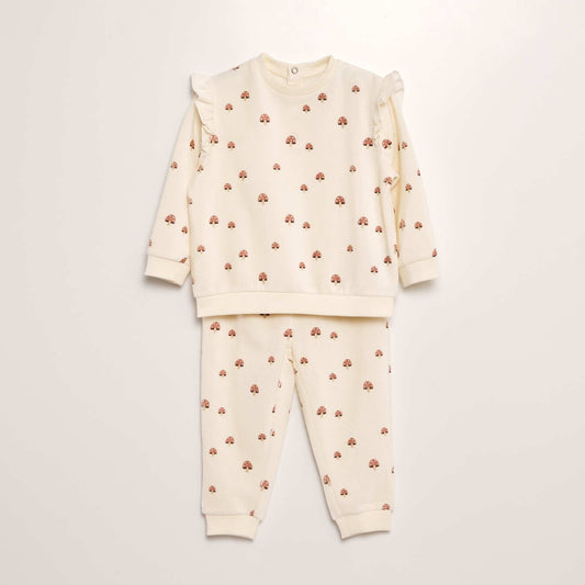 Ensemble pyjama long en velours - 2 pi ces Beige