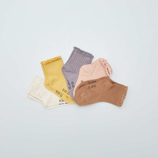 Lot de 5 paires chaussettes avec volants Marron