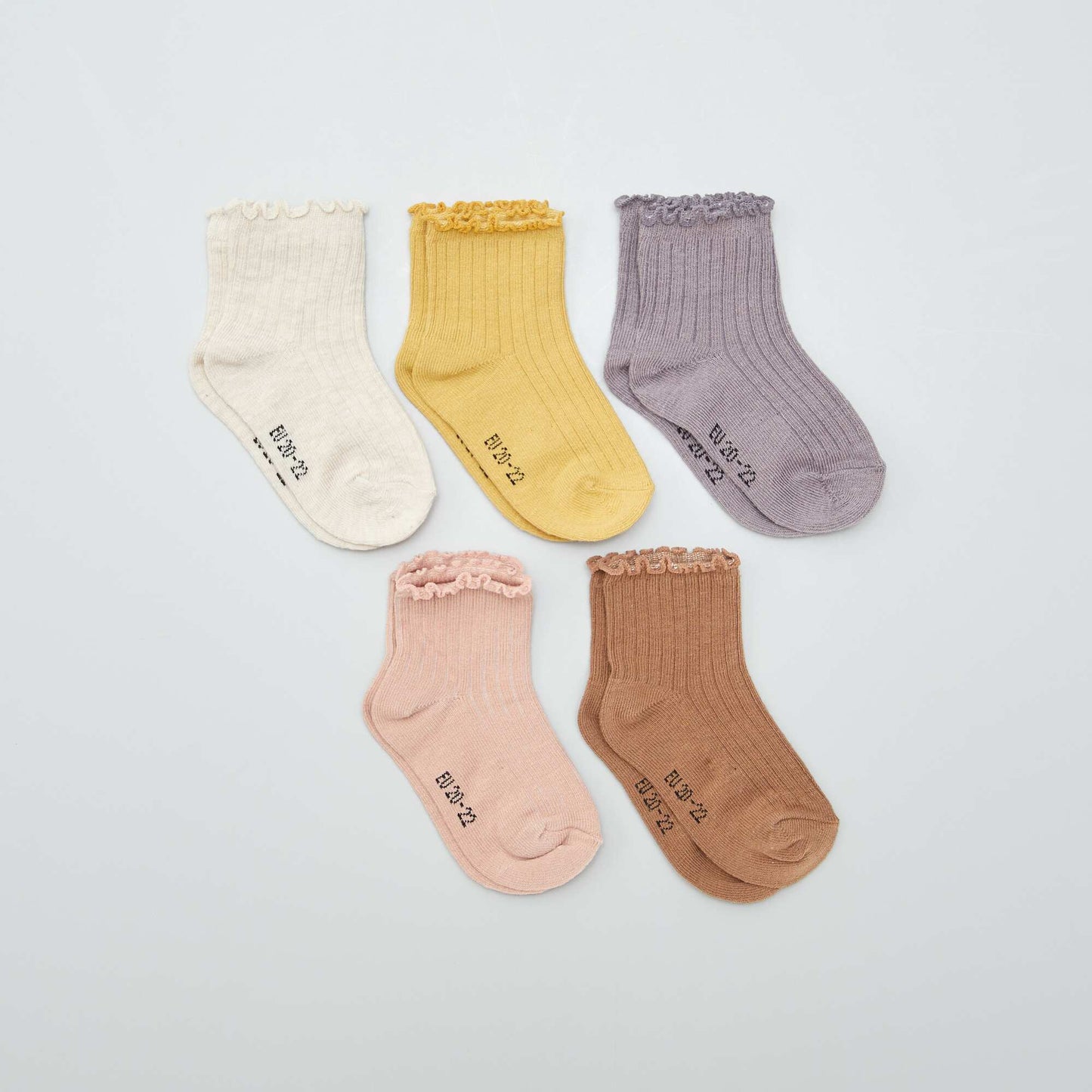 Lot de 5 paires chaussettes avec volants Marron