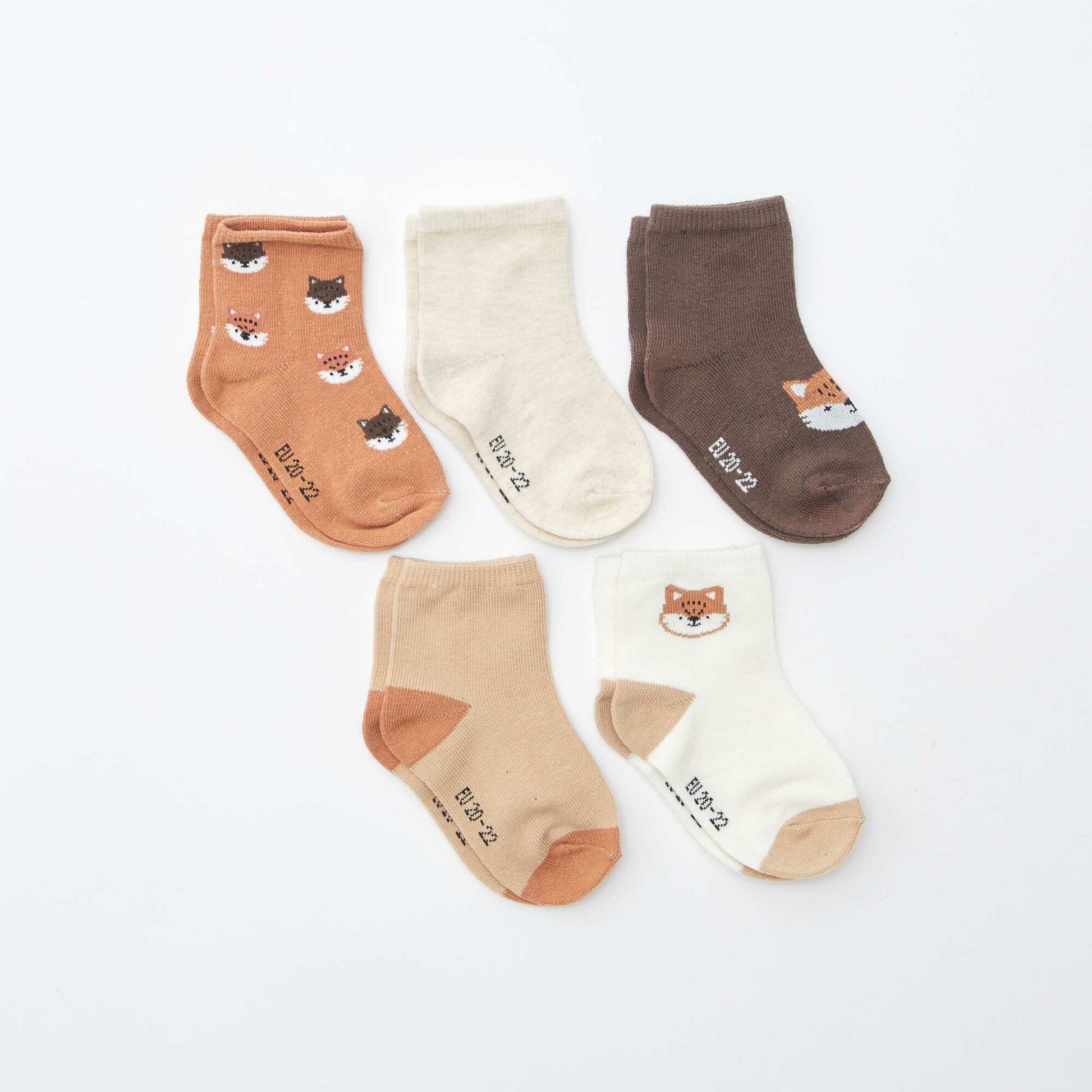 Lot de 5 paires de chaussettes en maille stretch MARRON