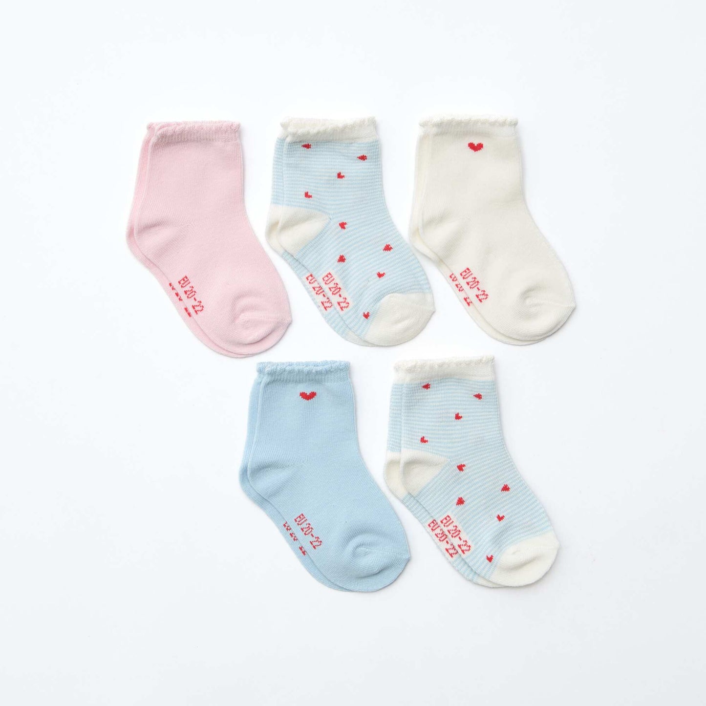 Lot de 5 paires de chaussettes en maille stretch BLEU/BLANC/ROSE
