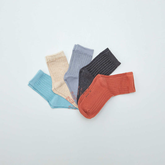 Lot de 5 chaussettes unies Multicolore