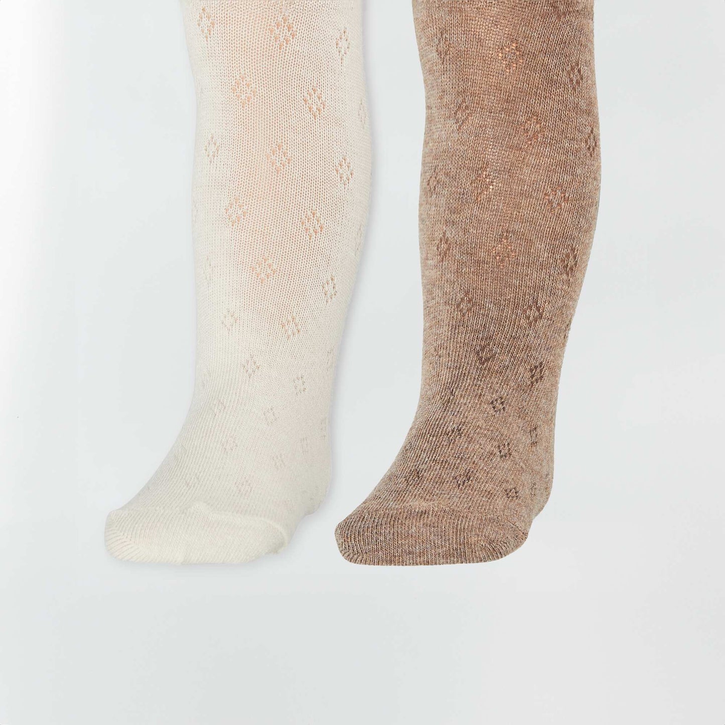 Collants chauds en maille torsade - Lot de 2 Marron/beige