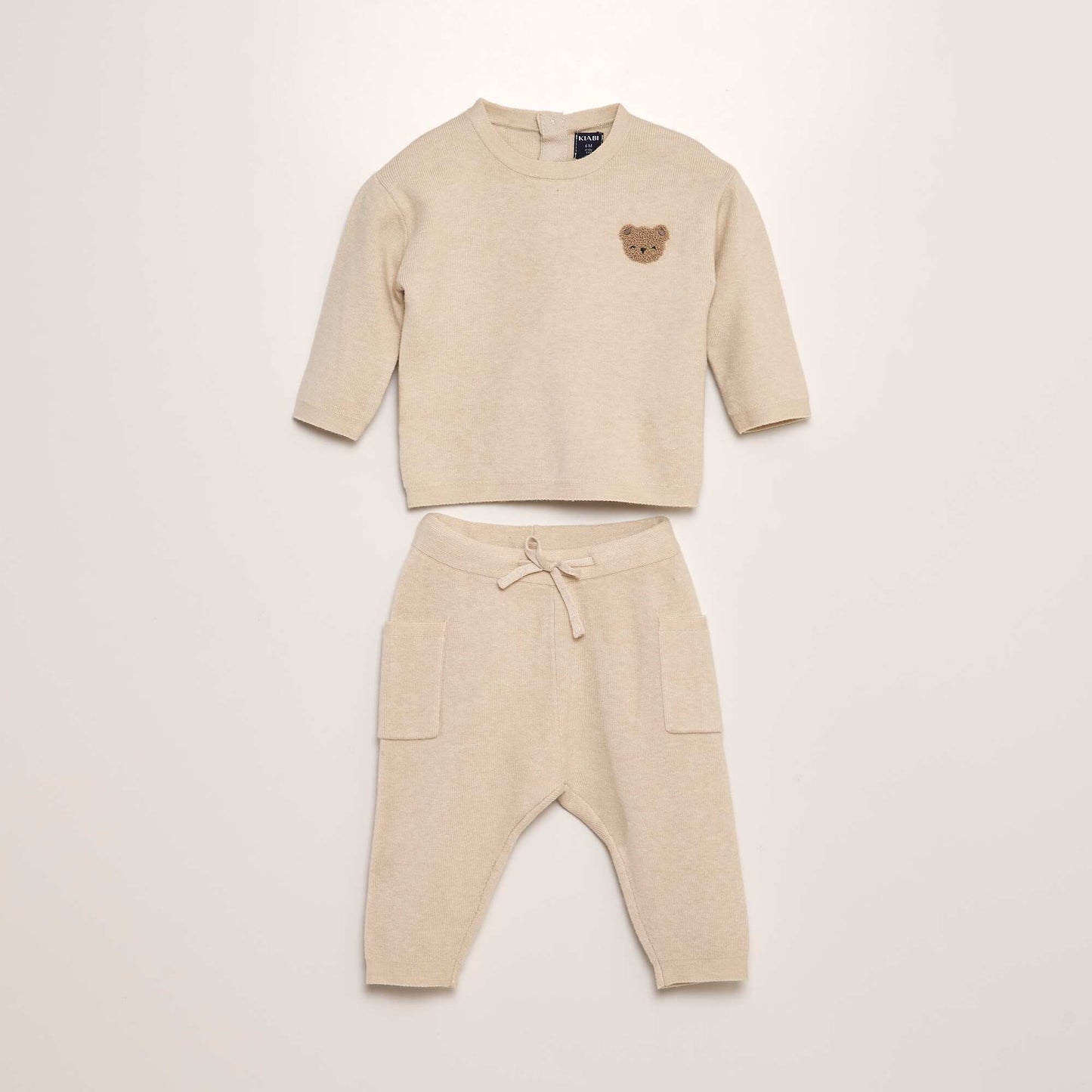 Ensemble pull + pantalon en maille - 2 pi ces Marron
