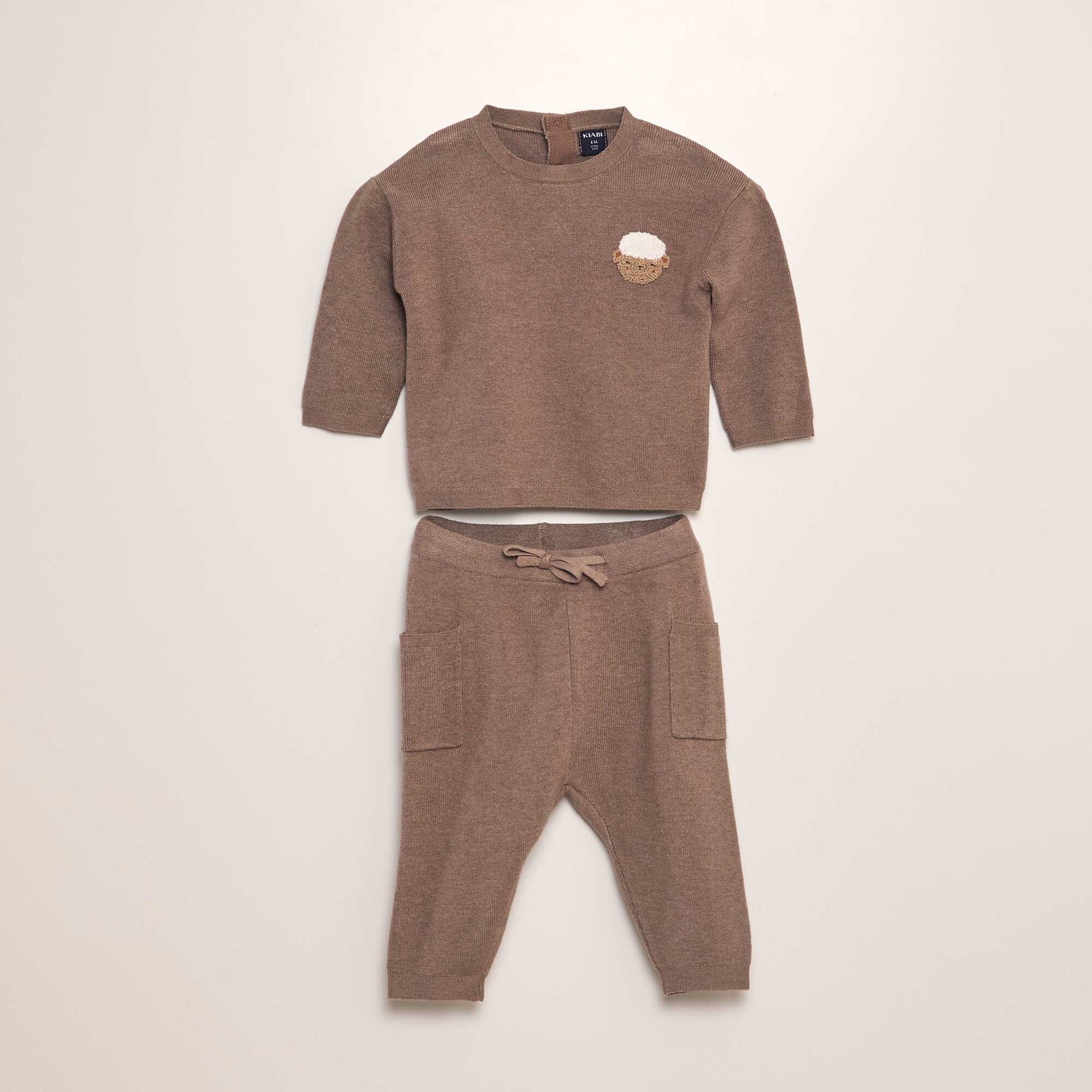 Ensemble pull + pantalon en maille - 2 pi ces Beige