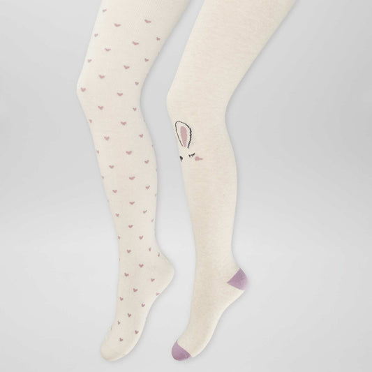 Lot de 2 collants chauds 'animaux' Beige