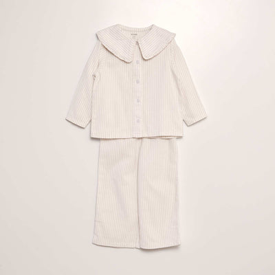 Ensemble pyjama long en flanelle - 2 pi ces Rose