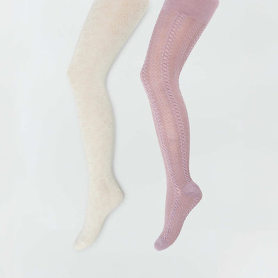Collants chauds en maille - Lot de 2 Beige/violet
