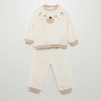 Ensemble pyjama en polaire - 2 pi ces Blanc