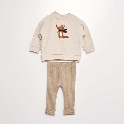 Ensemble sweat + legging mouchet - 2 pi ces Beige