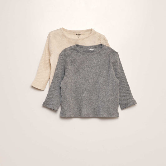 Lot de 2 t-shirts c tel s Gris/beige