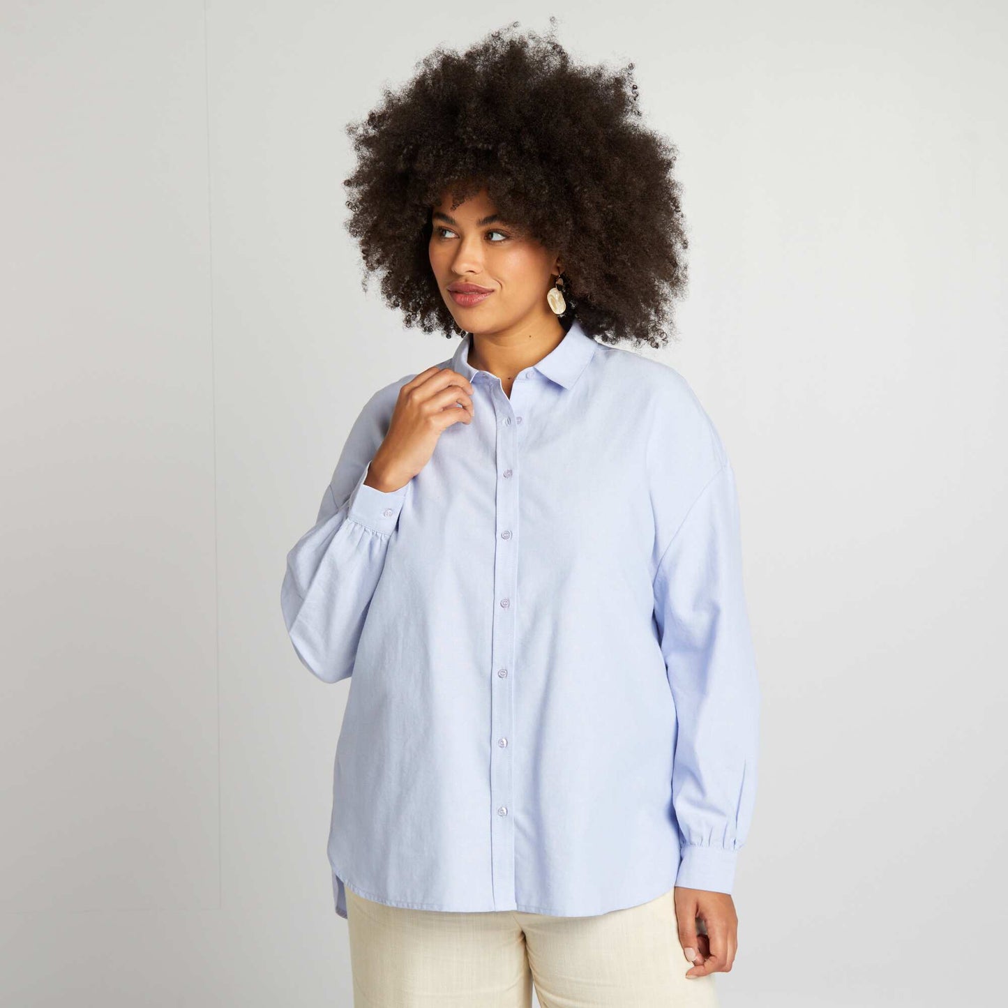 Chemise large en coton Bleu