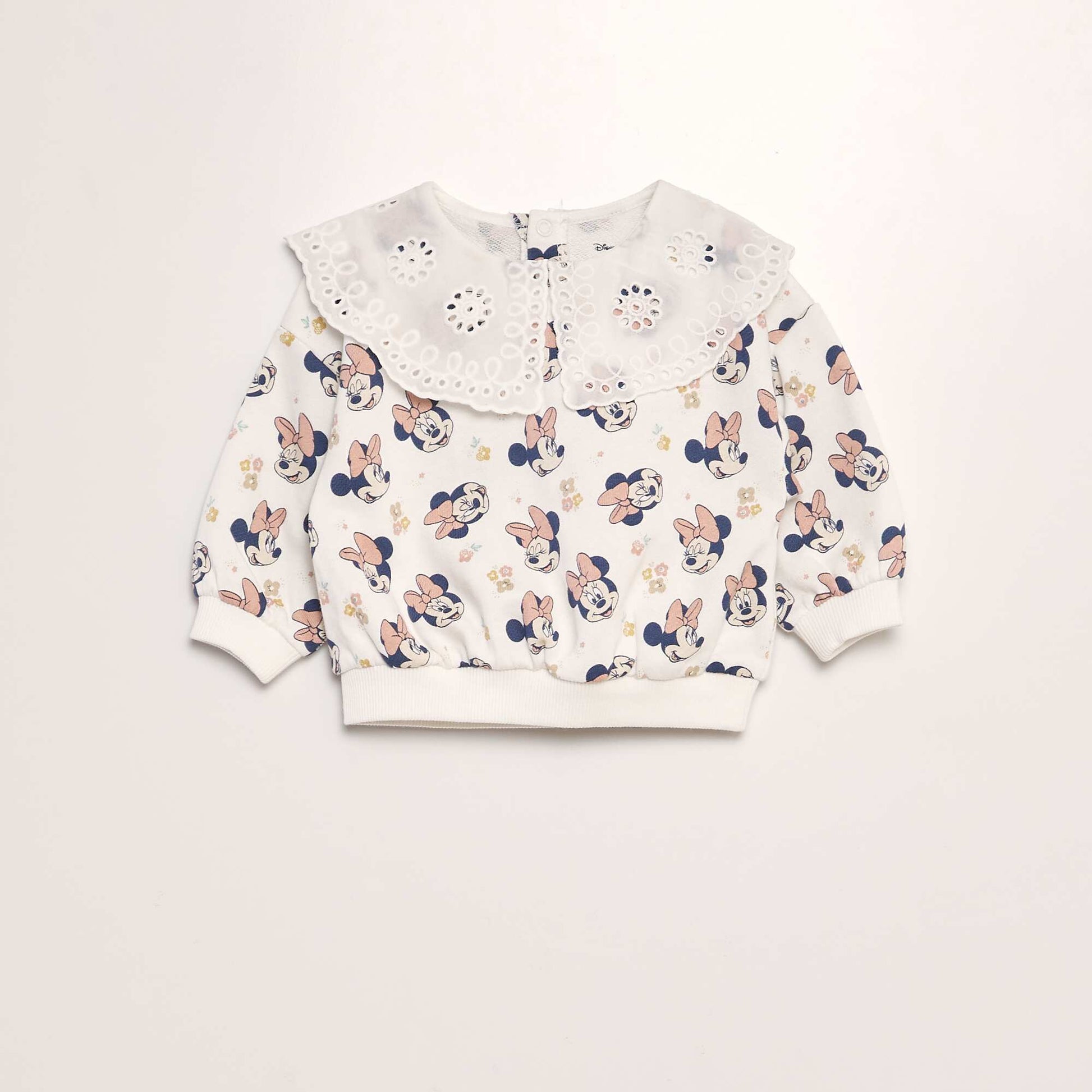 Sweat 'Minnie' en molleton avec col brod Blanc