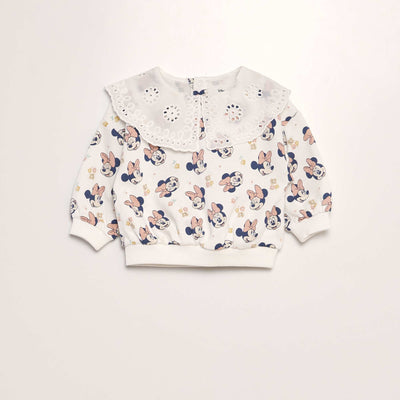 Sweat 'Minnie' en molleton avec col brod Blanc