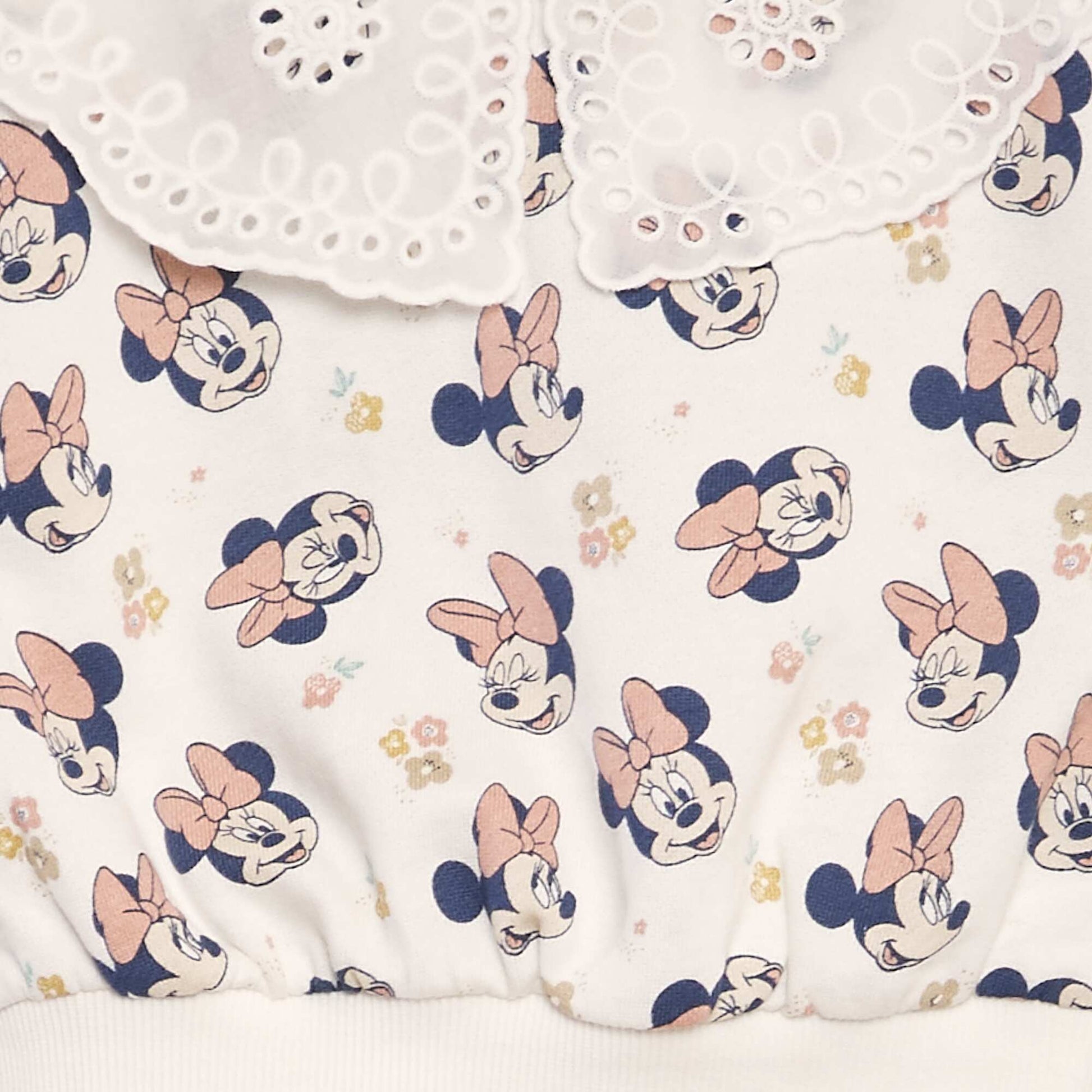 Sweat 'Minnie' en molleton avec col brod Blanc