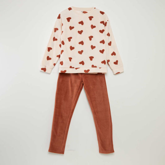 Pyjama long en polaire - 2 pi ces Rose