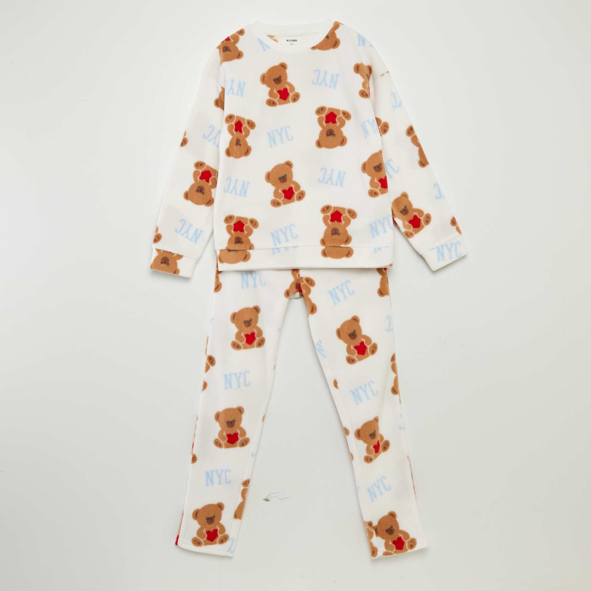Pyjama long en polaire - 2 pi ces Blanc