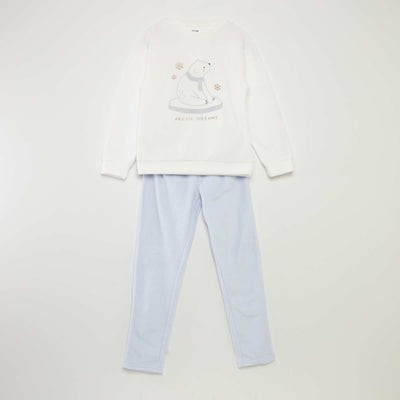Pyjama long en polaire - 2 pi ces Blanc
