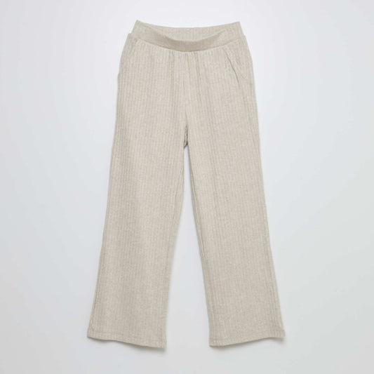 Pantalon vas en maille c tel Beige