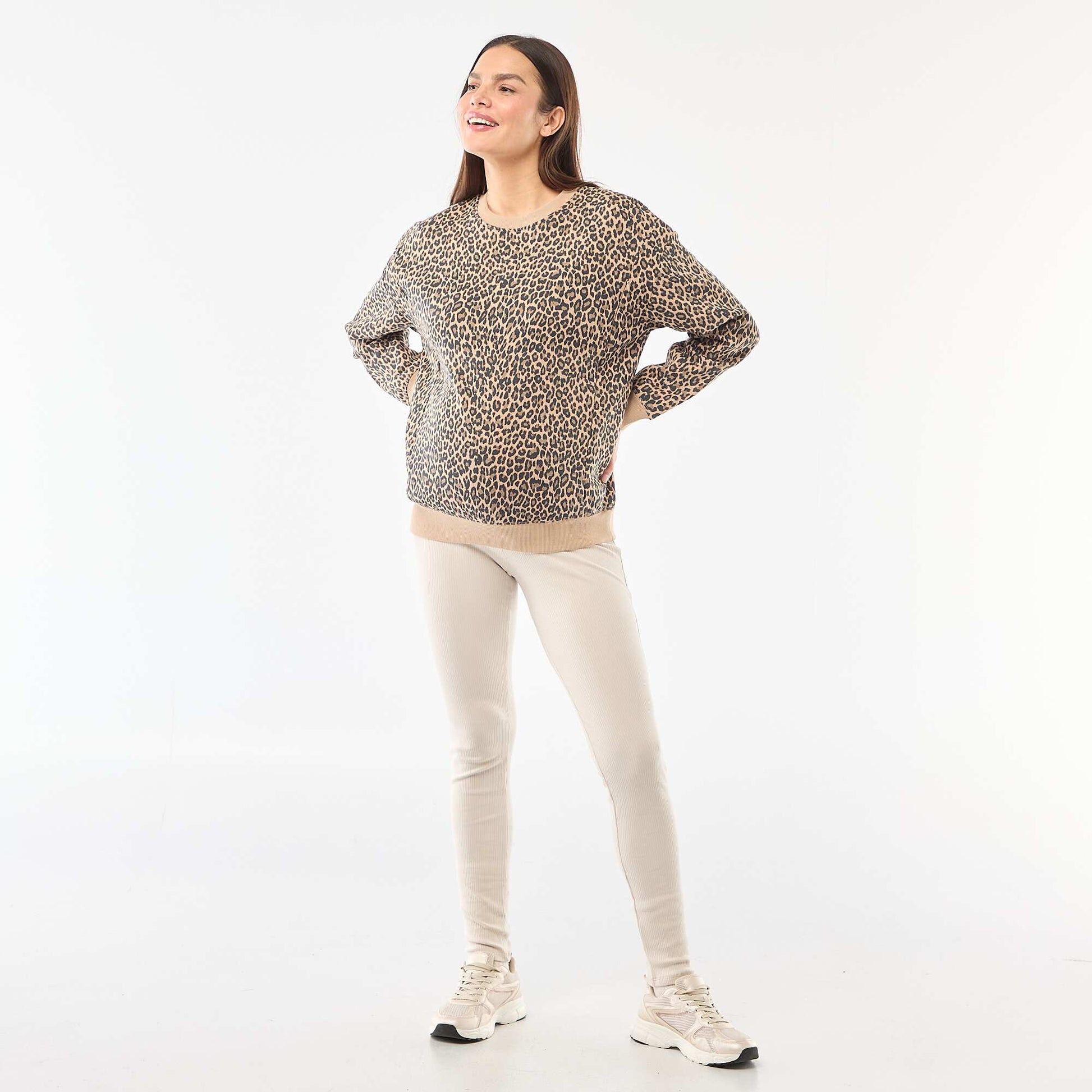 Legging côtelé de maternité GRIS