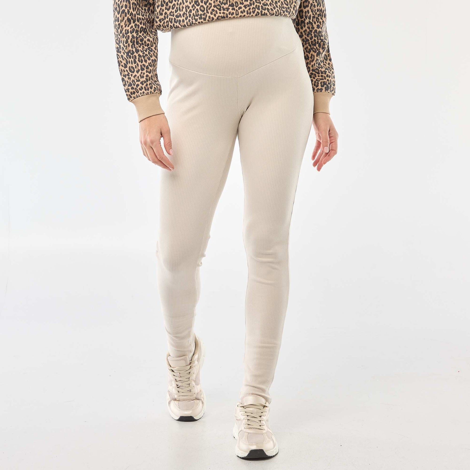 Legging côtelé de maternité GRIS