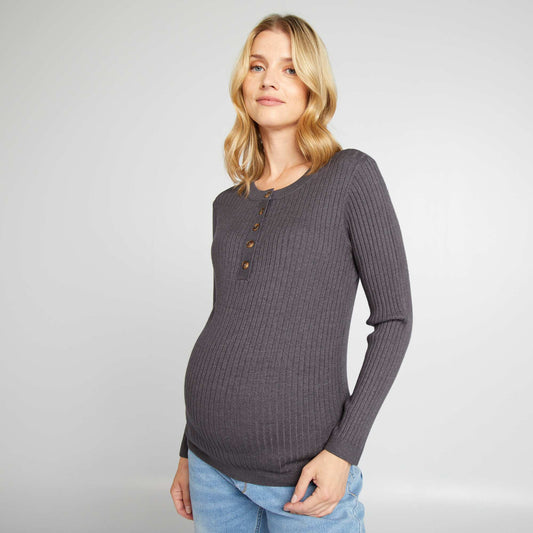 Pull d'allaitement maille fine Gris