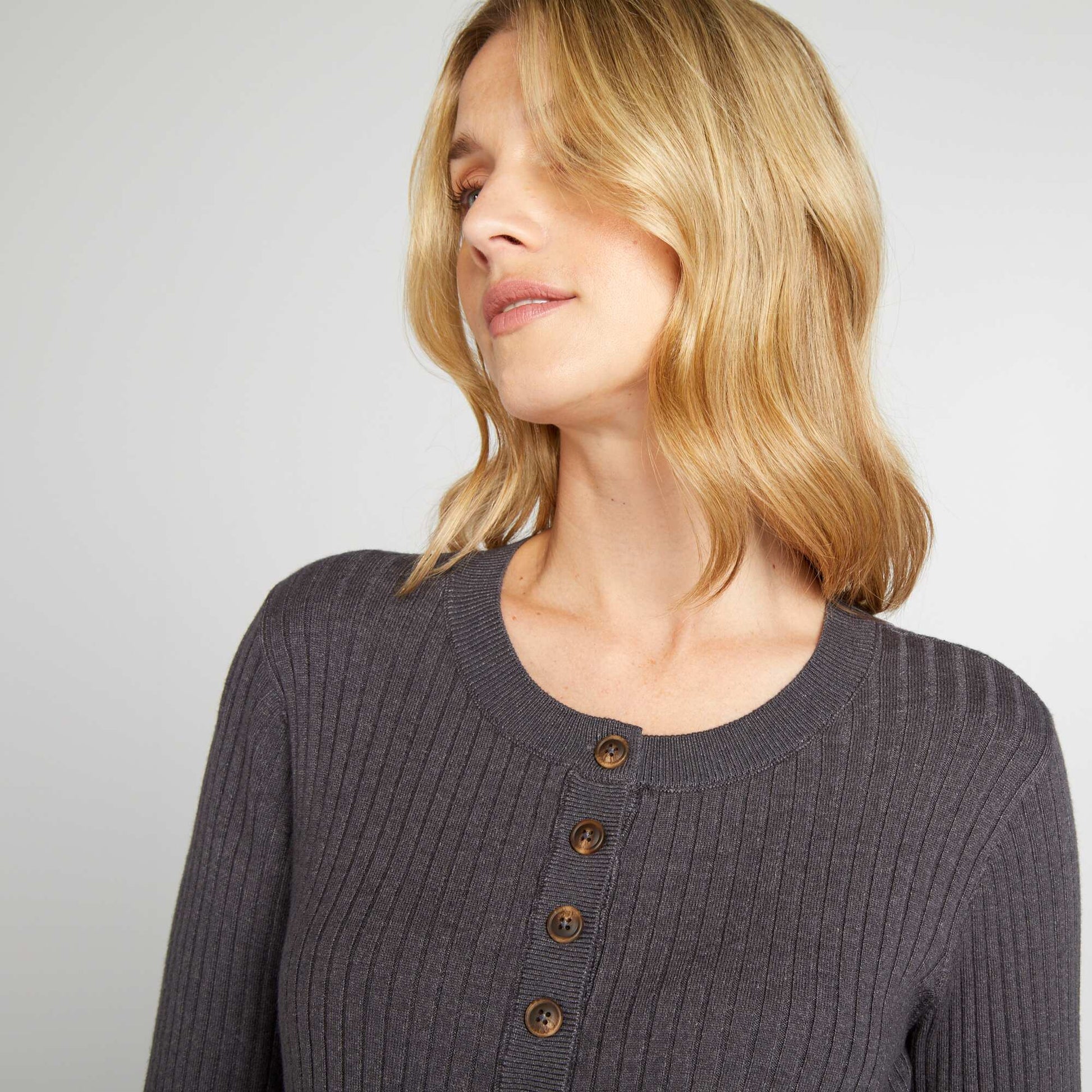 Pull d'allaitement maille fine Gris