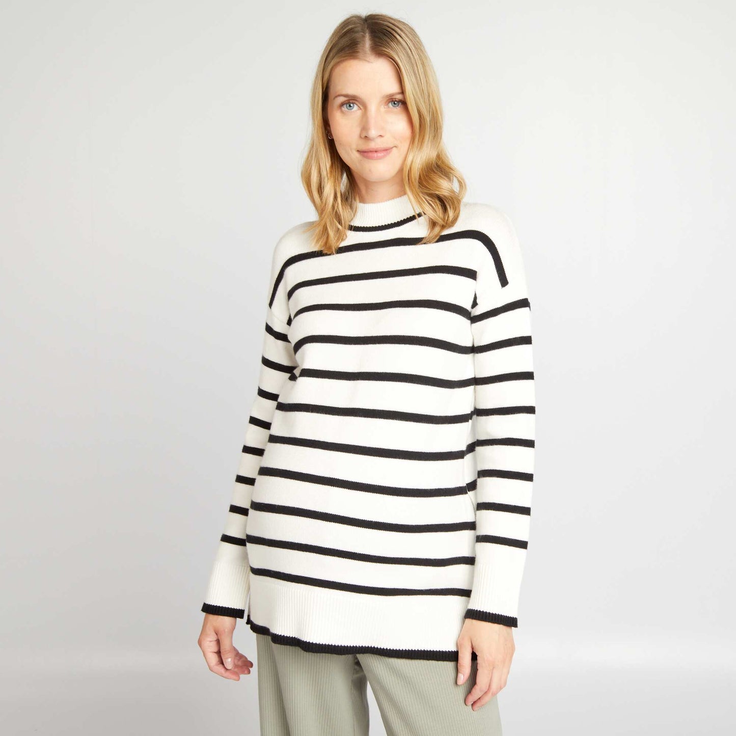 Pull oversize d'allaitement Blanc/noir