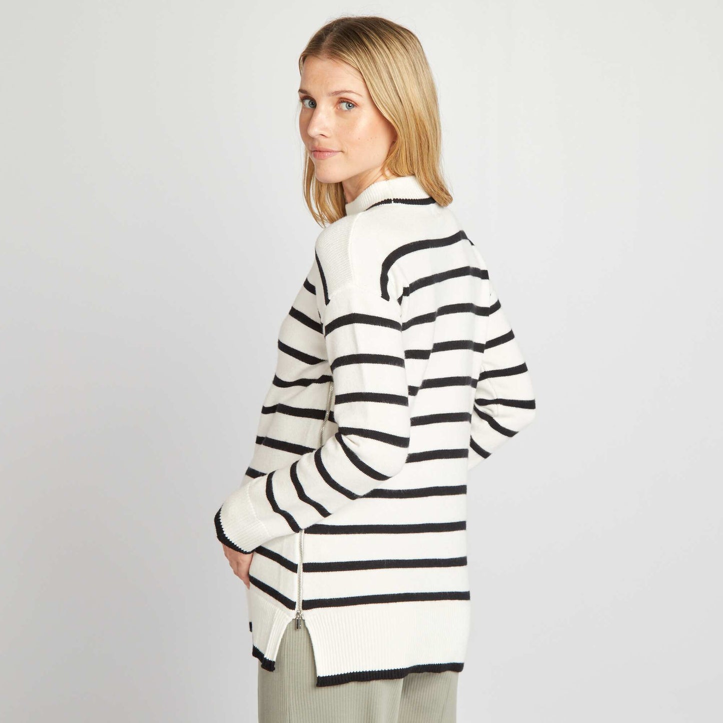 Pull oversize d'allaitement Blanc/noir