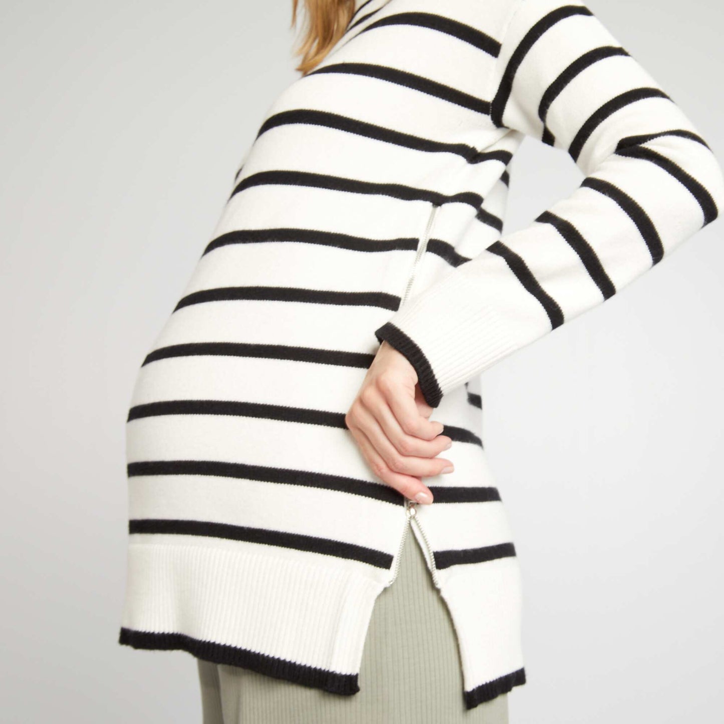 Pull oversize d'allaitement Blanc/noir