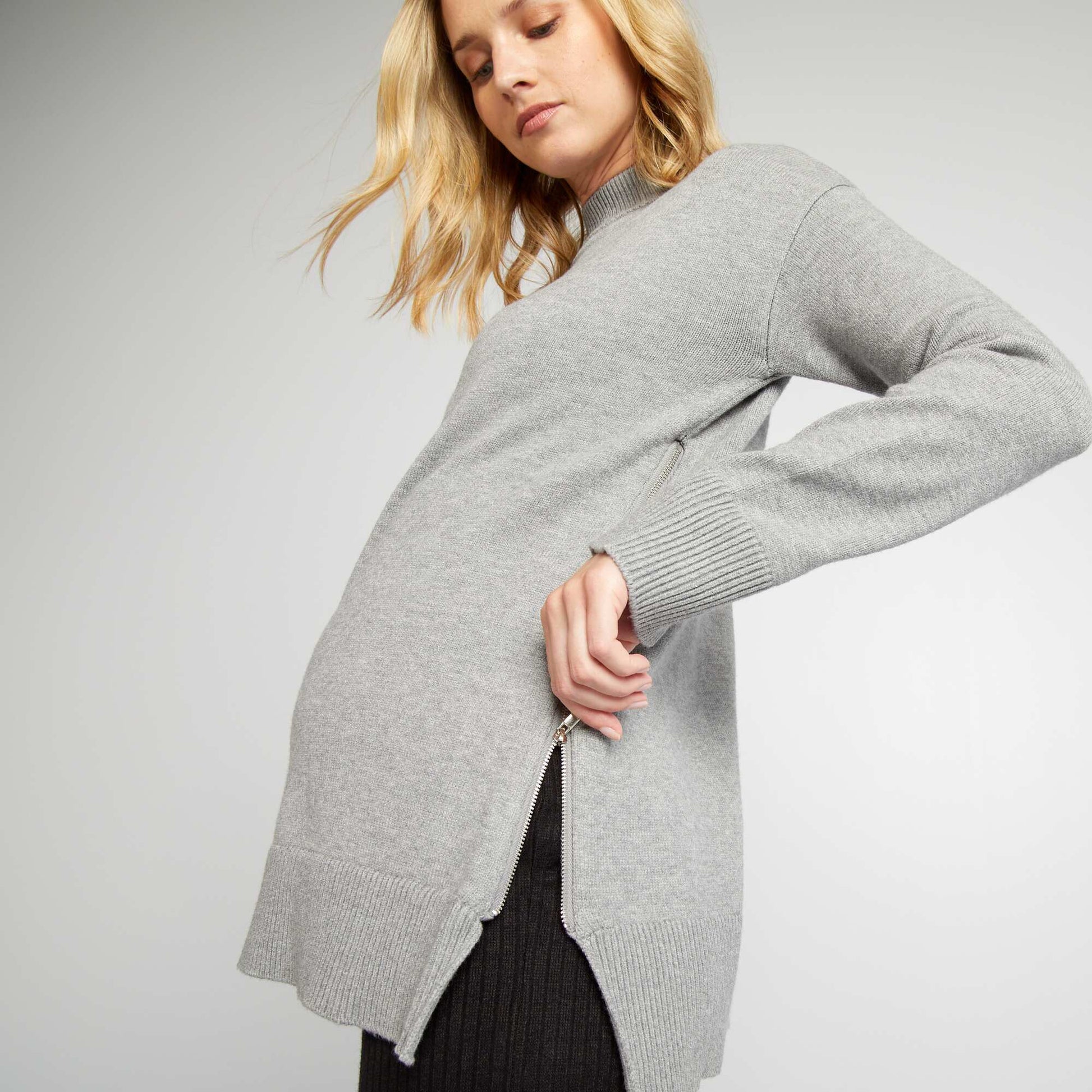 Pull oversize d'allaitement Gris