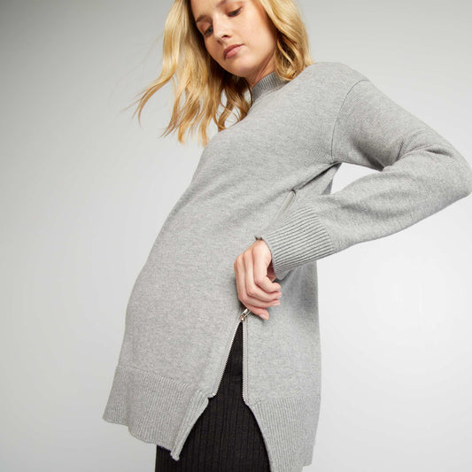 Pull oversize d'allaitement Gris