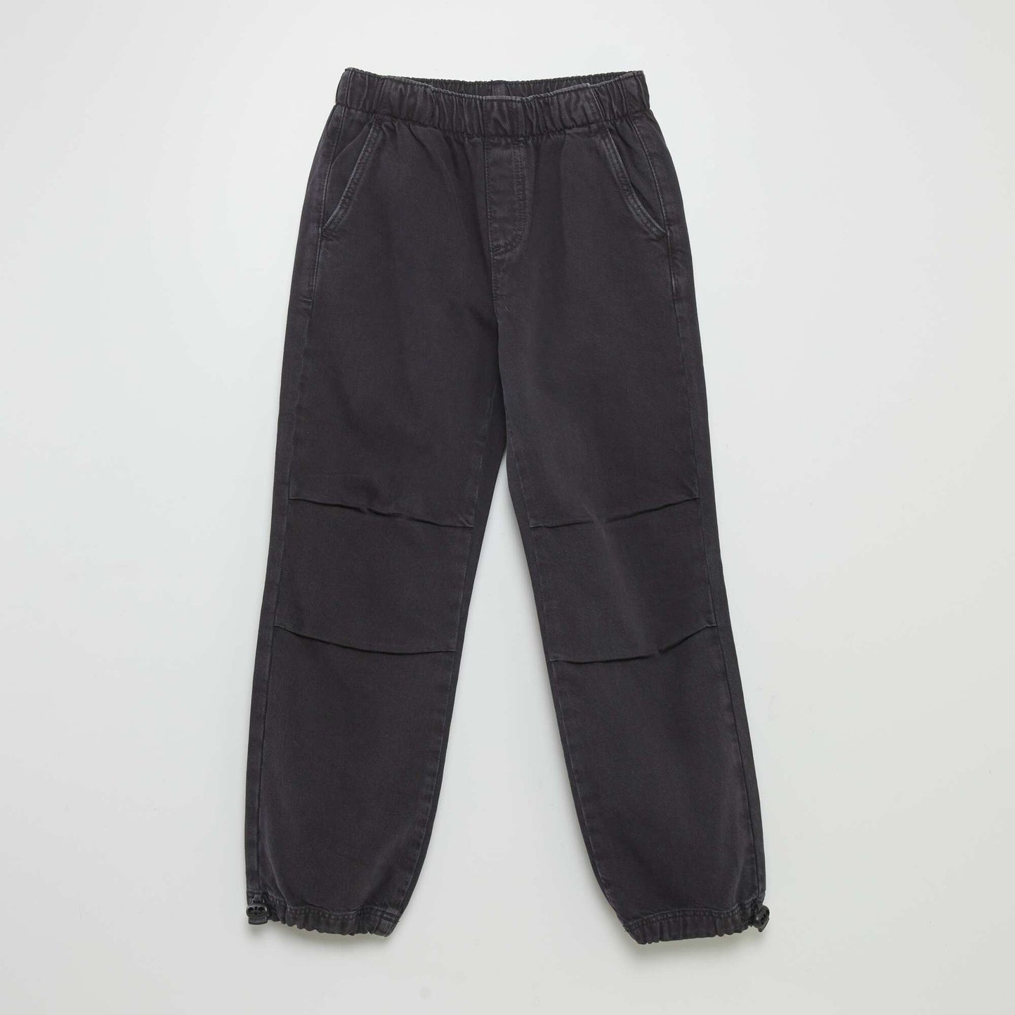 Pantalon en denim plis d'aisance genoux Noir