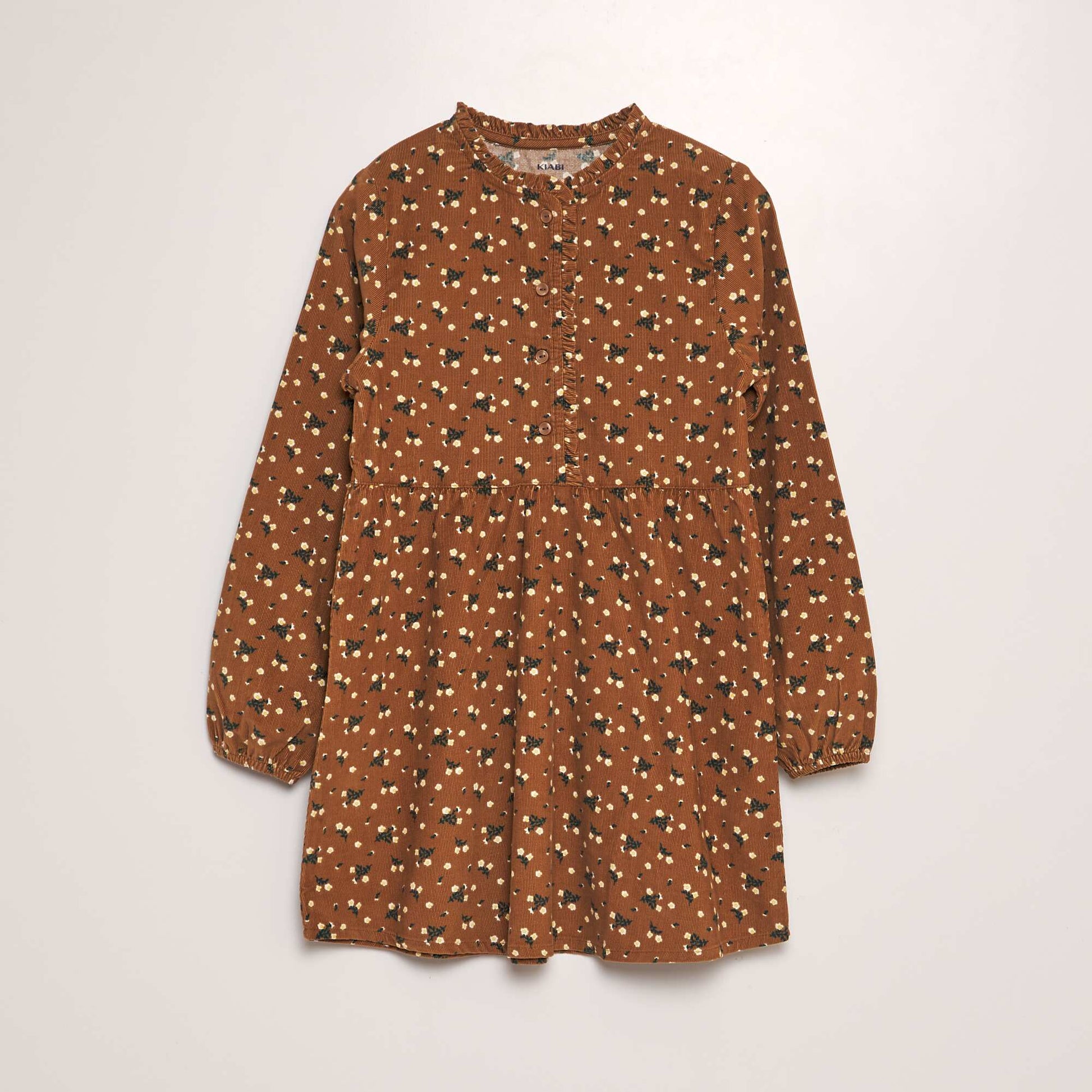 Robe fleurie en velours Marron