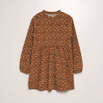 Robe fleurie en velours Marron