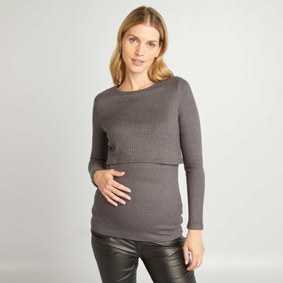 Tee-shirt c tel d'allaitement Gris
