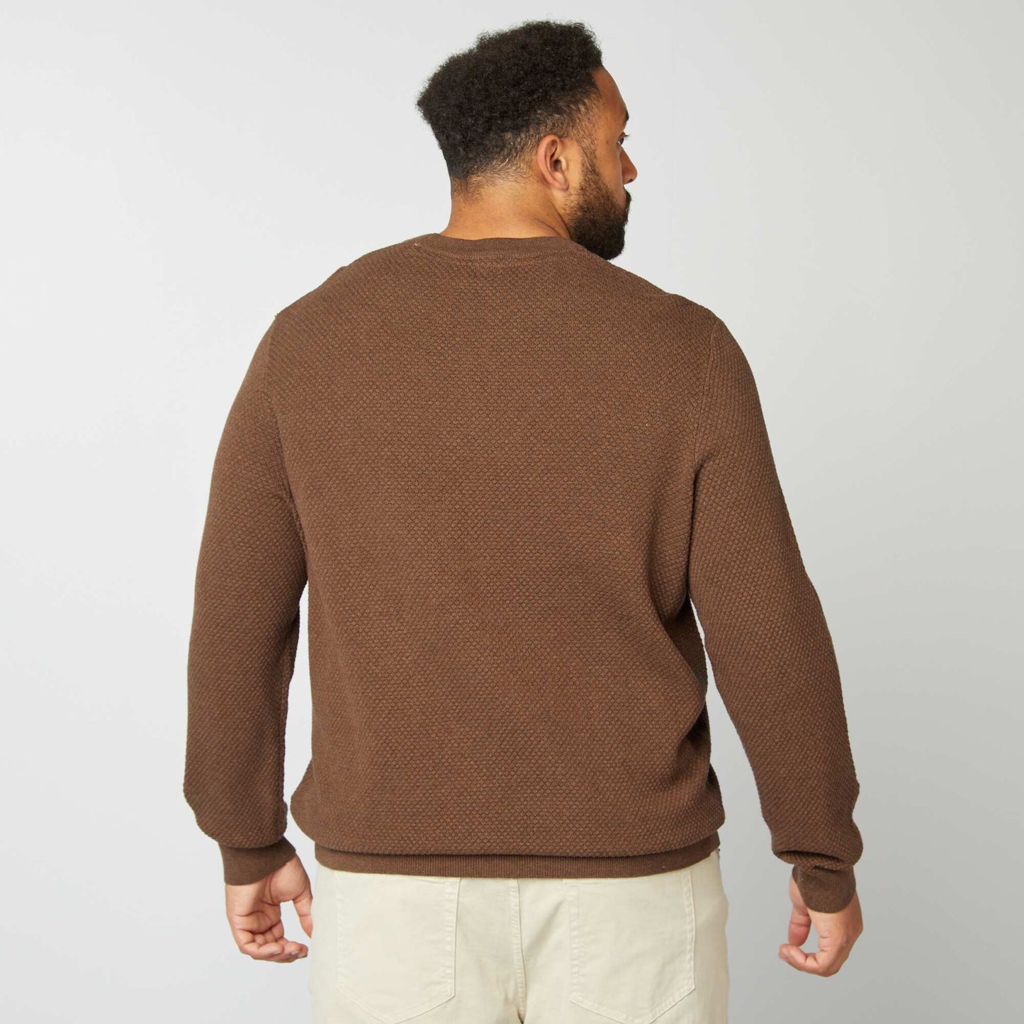 Pull en maille   col rond MARRON