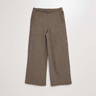 Pantalon wide leg motif pied-de-puce Noir